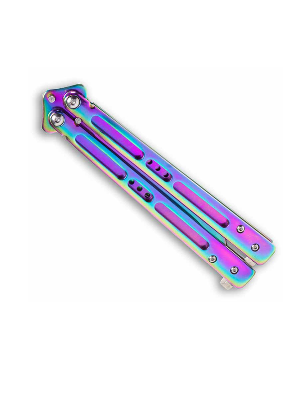 چاقو پروانه ای رنگین کمان ALBAINOX ساخت کشور چین با قابلیت تاشوندگی با رنگ رنگین کمان مدل پروانه ای