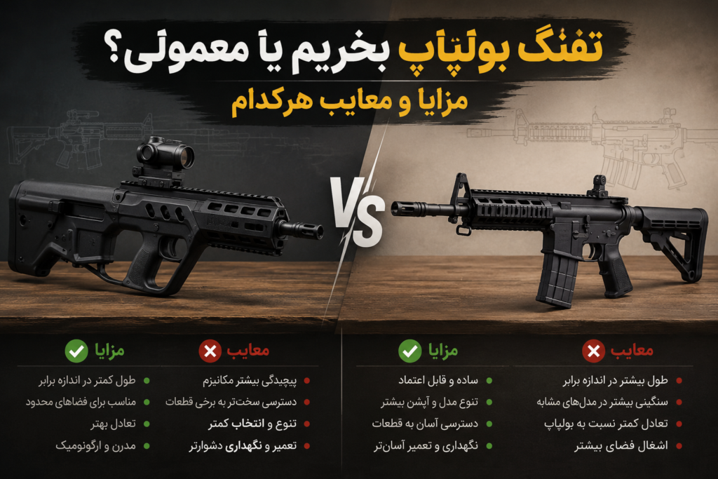 بررسی تخصصی مقایسه تفنگ بولپاپ و معمولی
