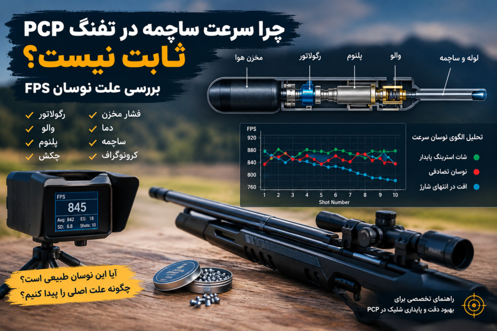 چرا سرعت ساچمه در تفنگ PCP ثابت نیست؟ بررسی علت نوسان FPS
